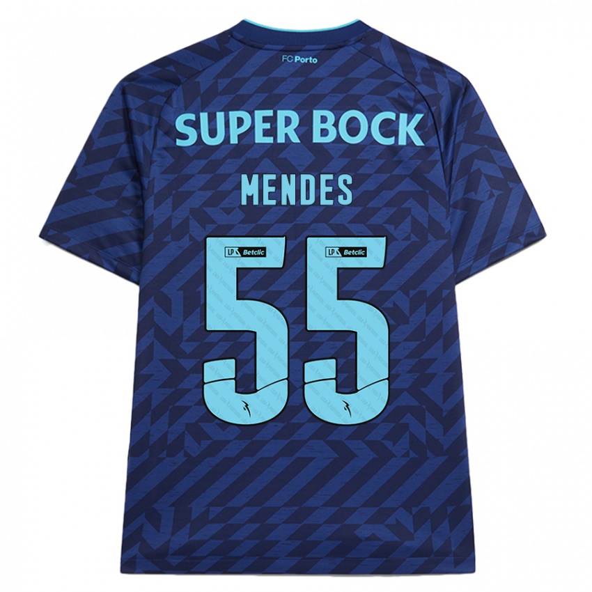 Kinder João Mendes #55 Marineblau Ausweichtrikot Trikot 2024/25 T-Shirt