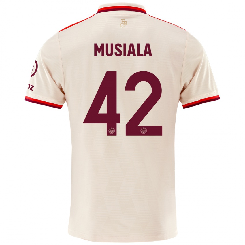 Kinder Jamal Musiala #42 Leinen Ausweichtrikot Trikot 2024/25 T-Shirt