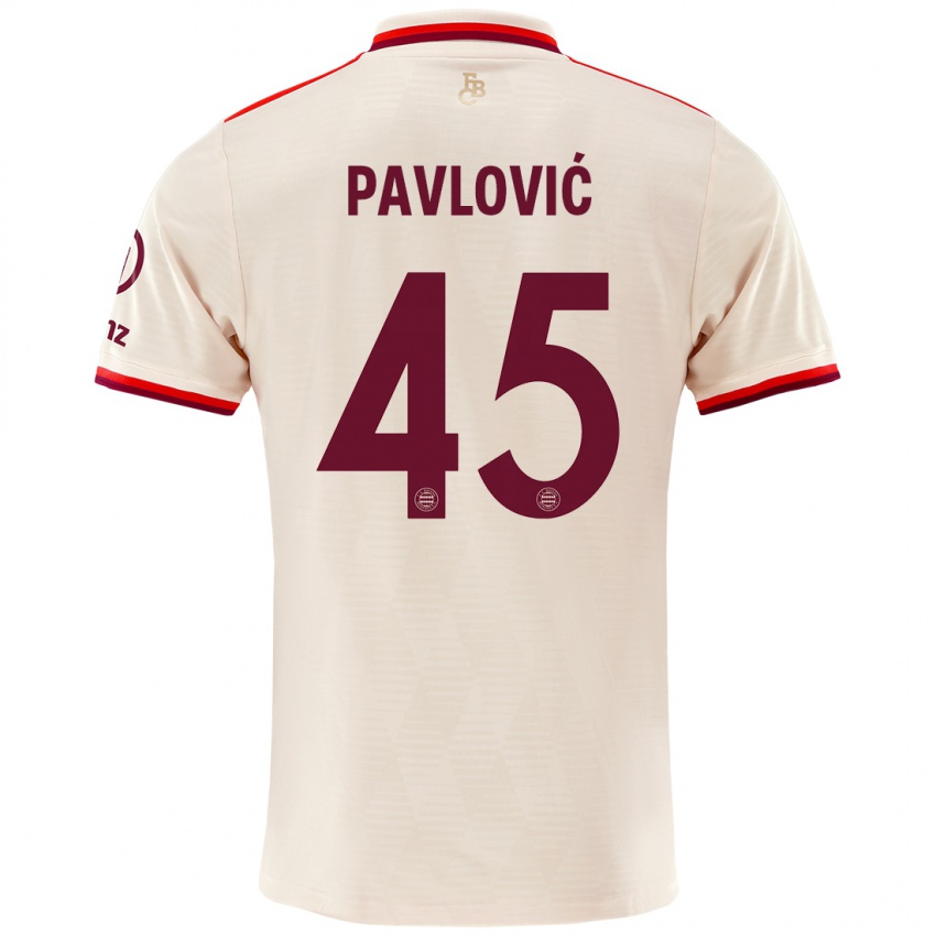 Kinder Aleksandar Pavlovic #45 Leinen Ausweichtrikot Trikot 2024/25 T-Shirt