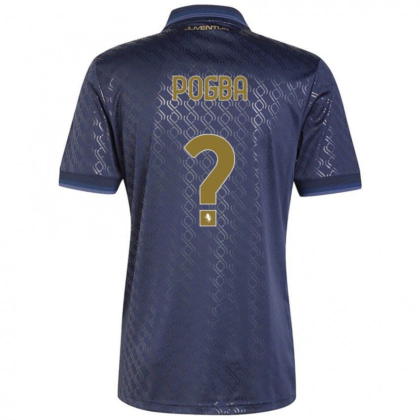 Kinder Paul Pogba #0 Marineblau Ausweichtrikot Trikot 2024/25 T-Shirt