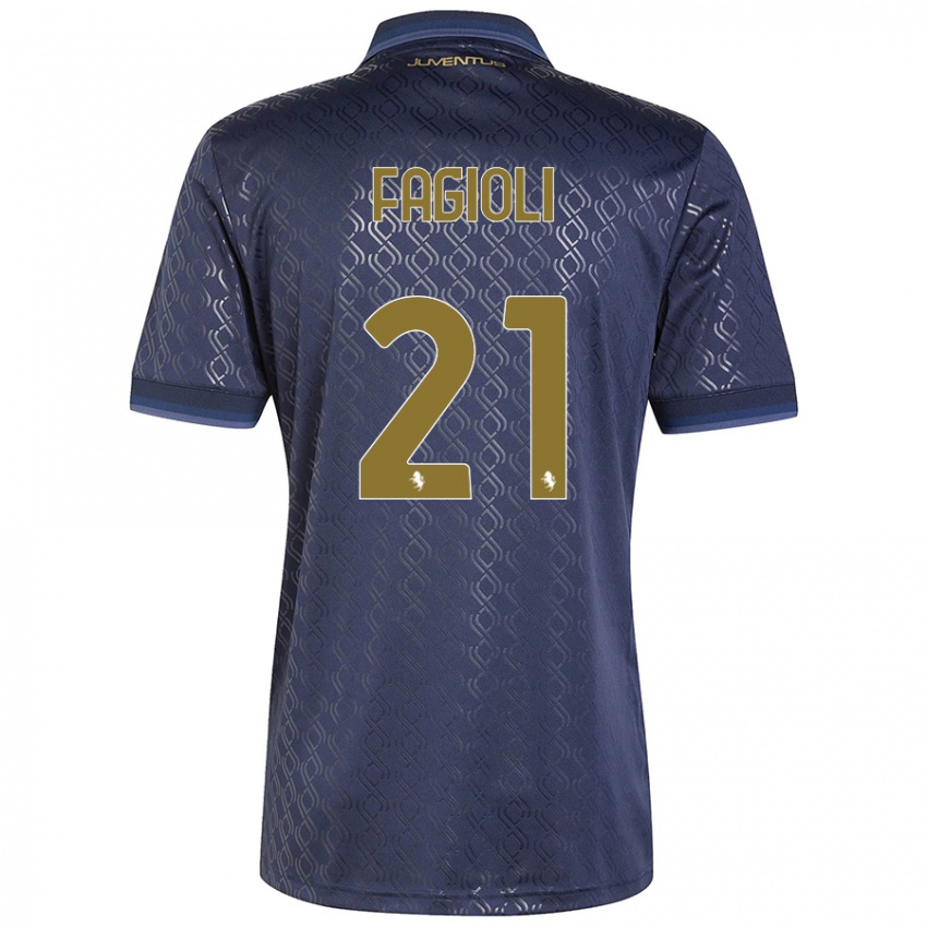 Kinder Nicolo Fagioli #21 Marineblau Ausweichtrikot Trikot 2024/25 T-Shirt