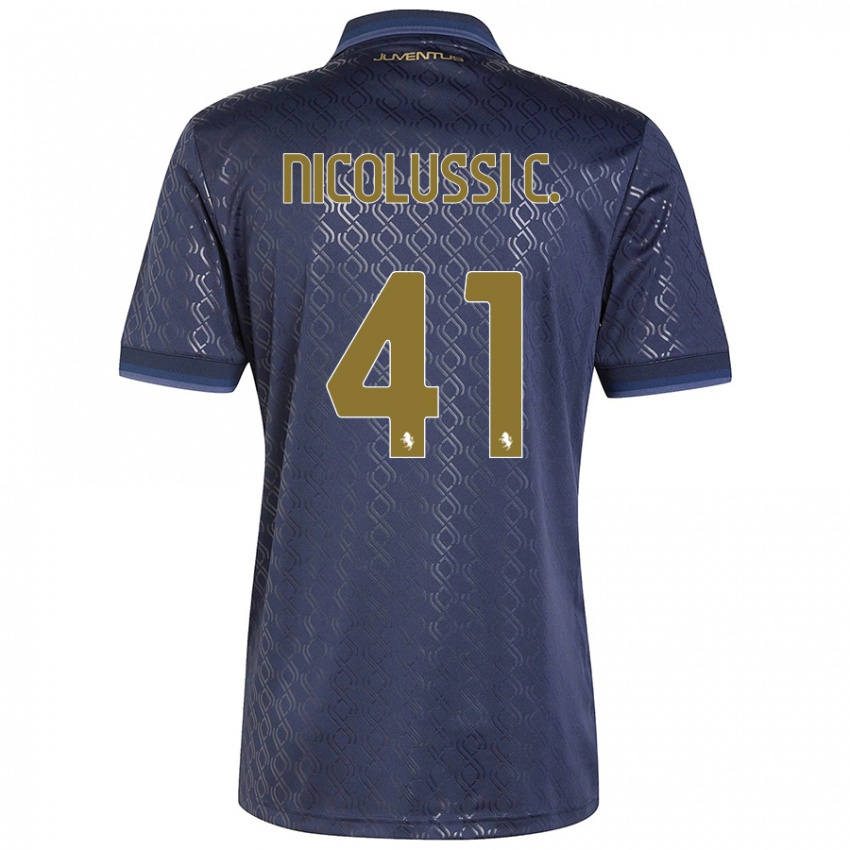 Kinder Hans Nicolussi Caviglia #41 Marineblau Ausweichtrikot Trikot 2024/25 T-Shirt