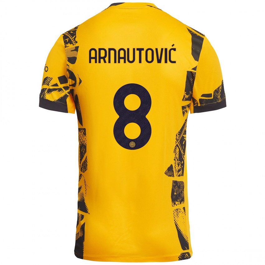 Kinder Marko Arnautovic #8 Gold Schwarz Ausweichtrikot Trikot 2024/25 T-Shirt