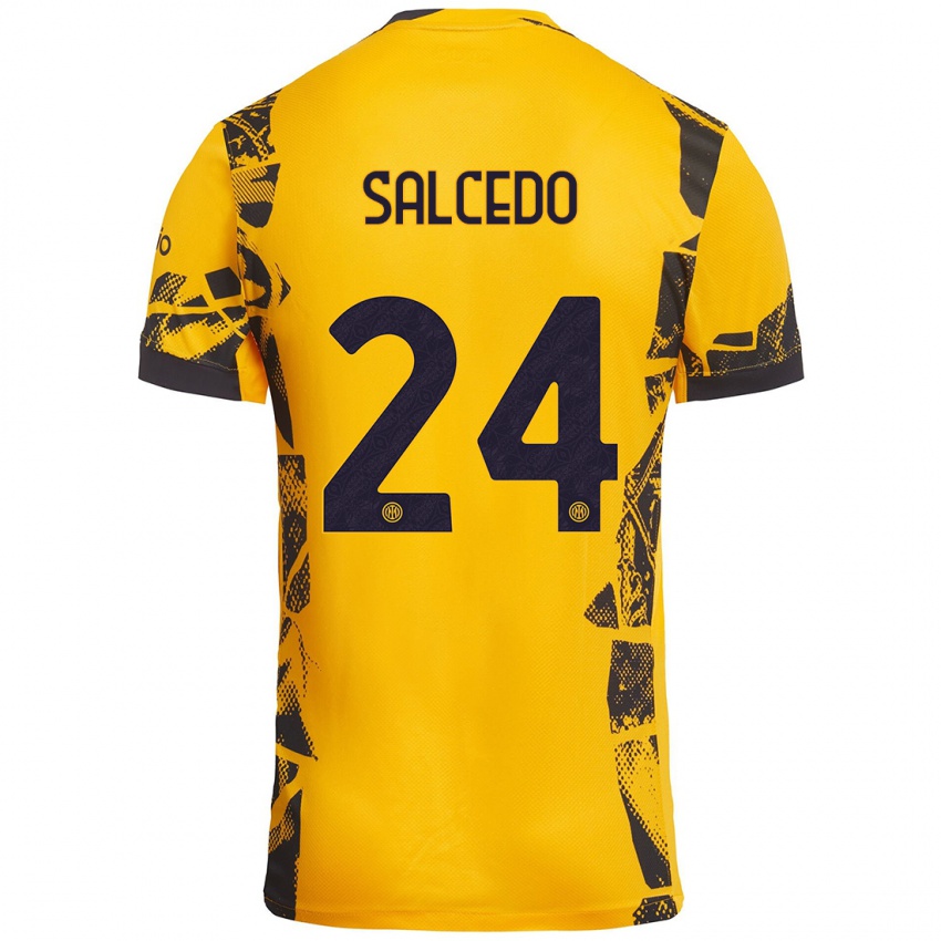 Kinder Eddie Salcedo #24 Gold Schwarz Ausweichtrikot Trikot 2024/25 T-Shirt