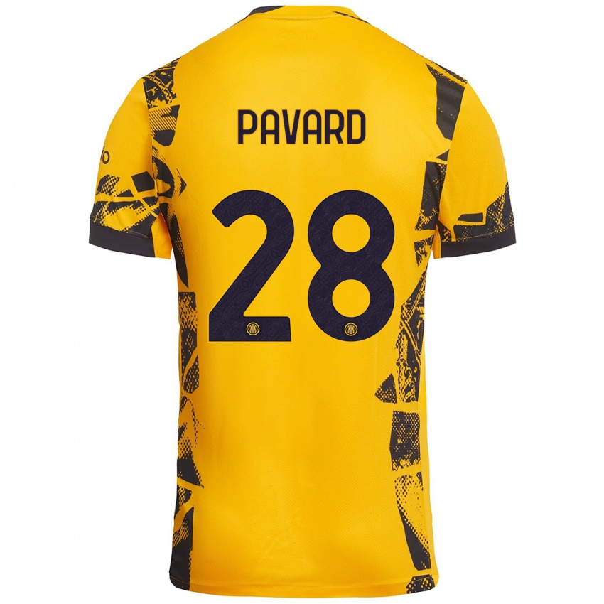 Kinder Benjamin Pavard #28 Gold Schwarz Ausweichtrikot Trikot 2024/25 T-Shirt