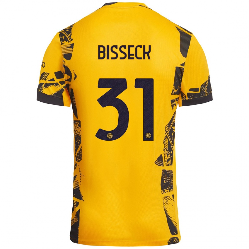 Kinder Yann Bisseck #31 Gold Schwarz Ausweichtrikot Trikot 2024/25 T-Shirt