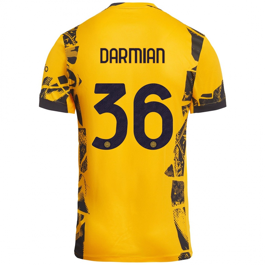 Kinder Matteo Darmian #36 Gold Schwarz Ausweichtrikot Trikot 2024/25 T-Shirt