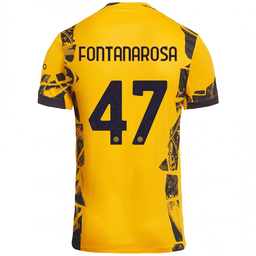 Kinder Alessandro Fontanarosa #47 Gold Schwarz Ausweichtrikot Trikot 2024/25 T-Shirt