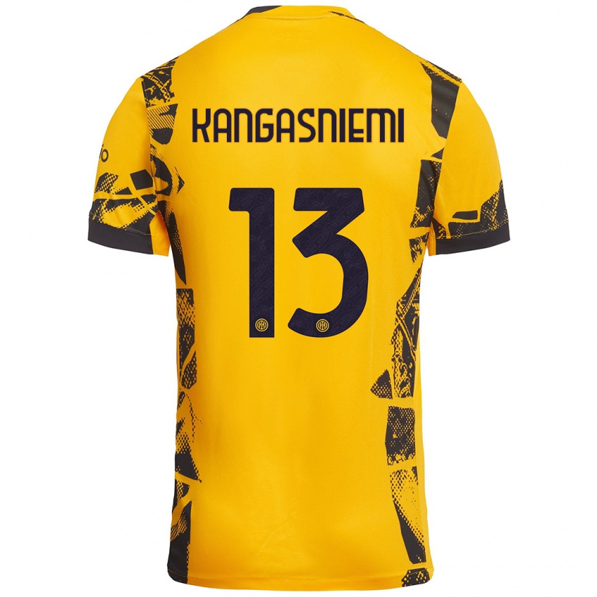 Kinder Ilari Kangasniemi #13 Gold Schwarz Ausweichtrikot Trikot 2024/25 T-Shirt