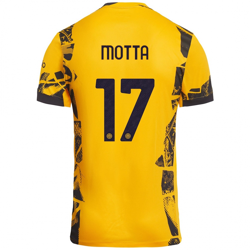 Kinder Matteo Motta #17 Gold Schwarz Ausweichtrikot Trikot 2024/25 T-Shirt