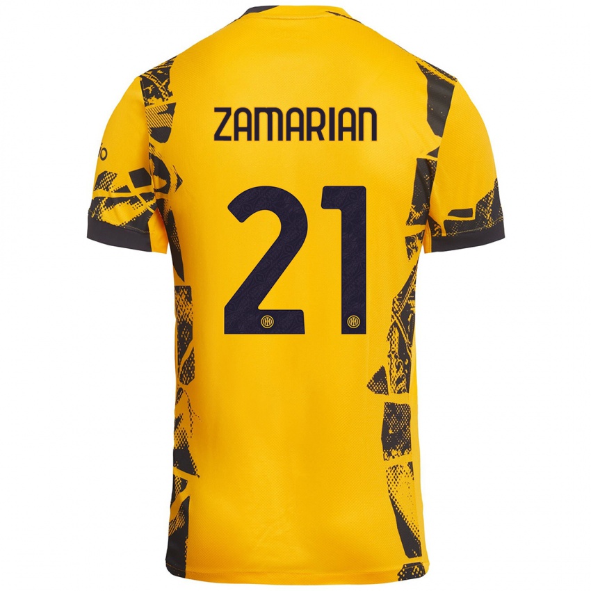 Kinder Matteo Zamarian #21 Gold Schwarz Ausweichtrikot Trikot 2024/25 T-Shirt