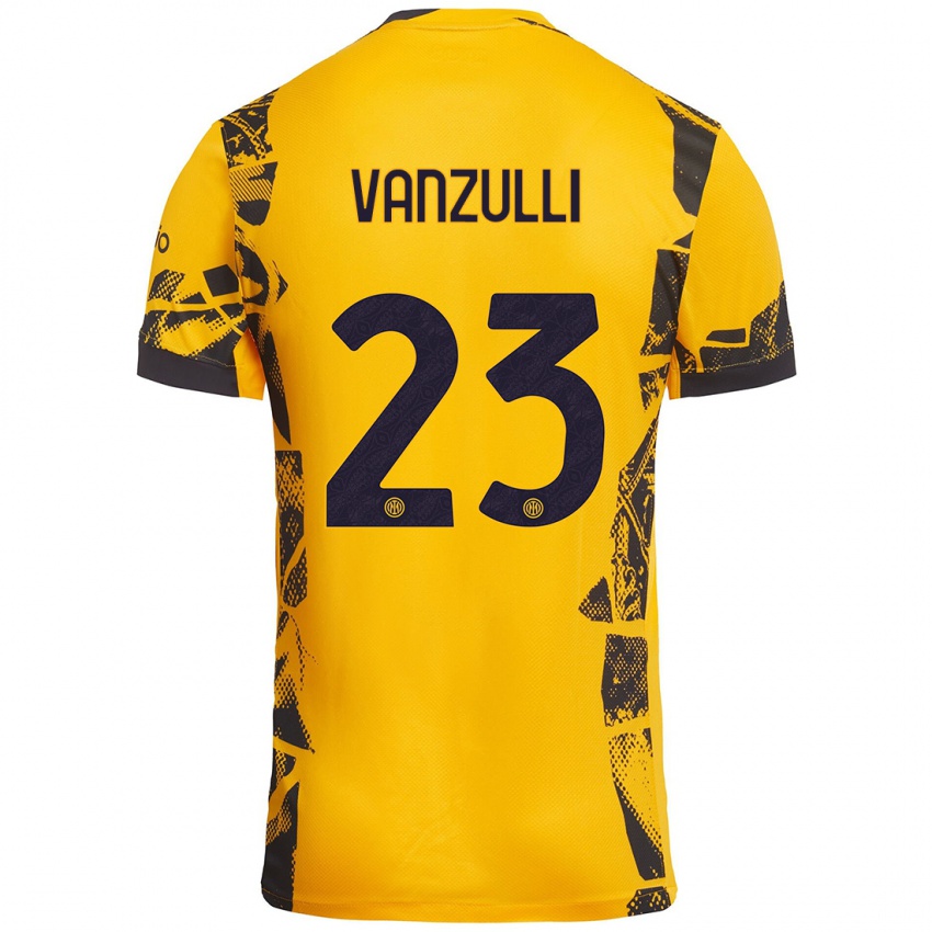 Kinder Marco Vanzulli #23 Gold Schwarz Ausweichtrikot Trikot 2024/25 T-Shirt