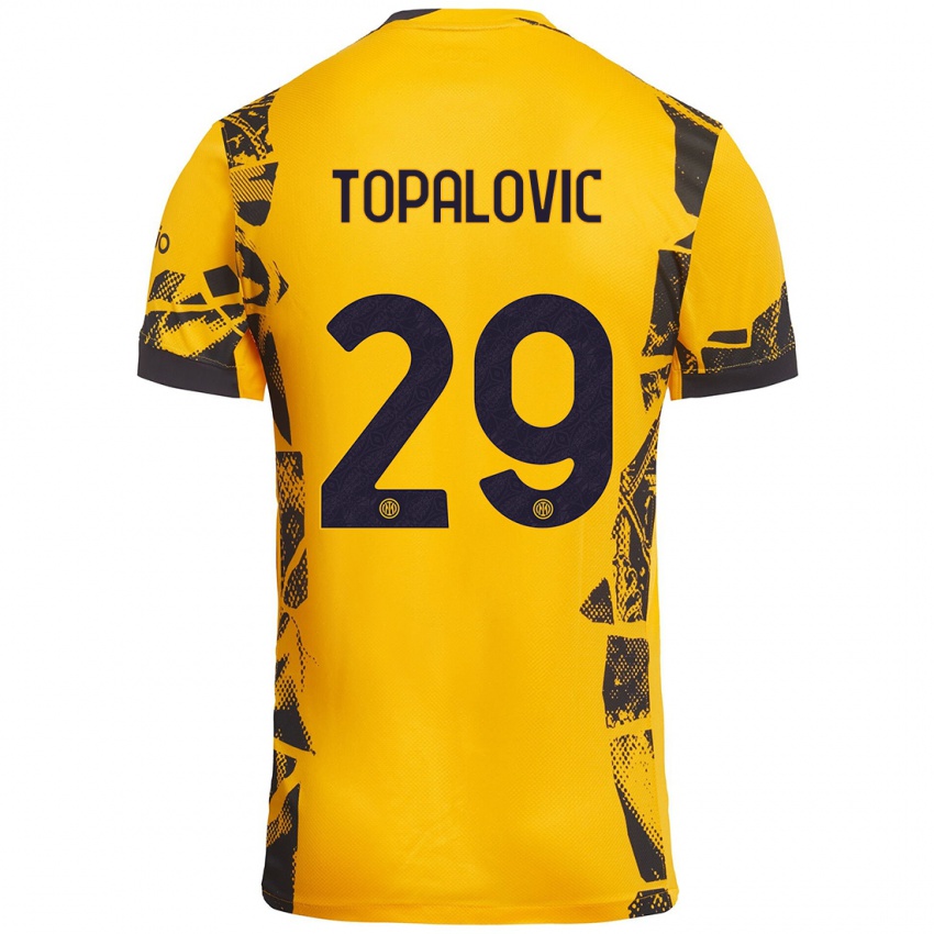 Kinder Luka Topalovic #29 Gold Schwarz Ausweichtrikot Trikot 2024/25 T-Shirt