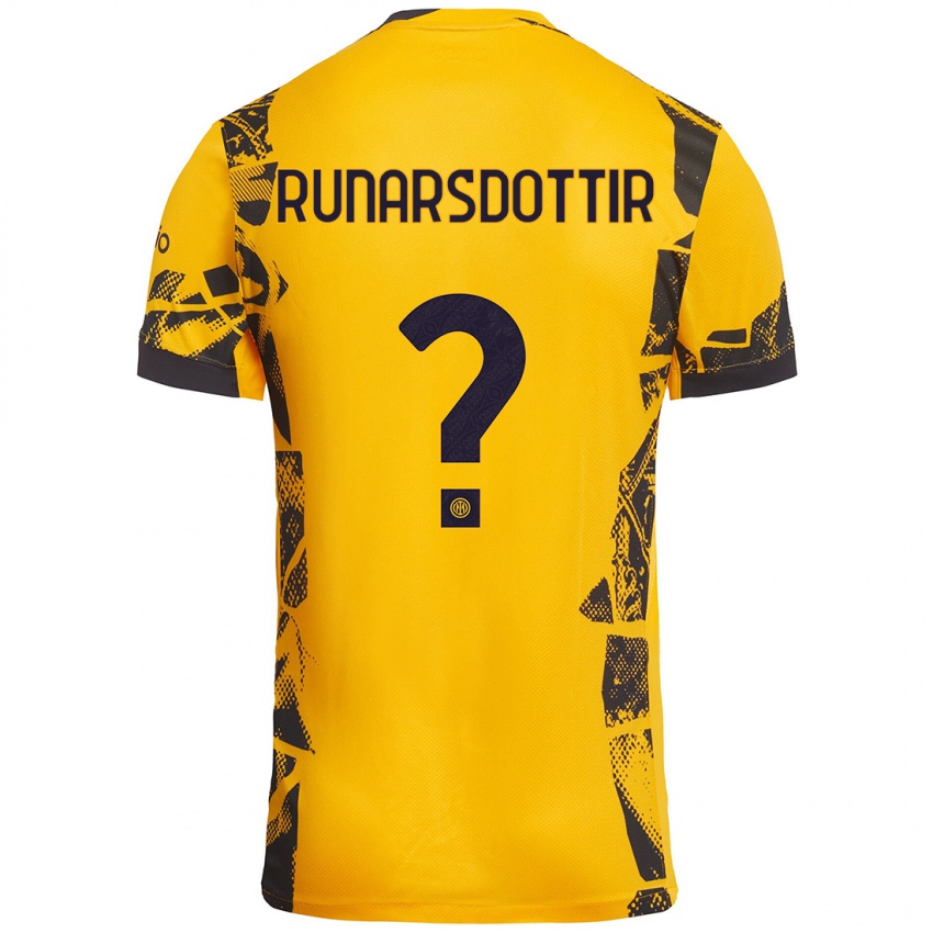 Kinder Cecilía Rán Rúnarsdóttir #0 Gold Schwarz Ausweichtrikot Trikot 2024/25 T-Shirt