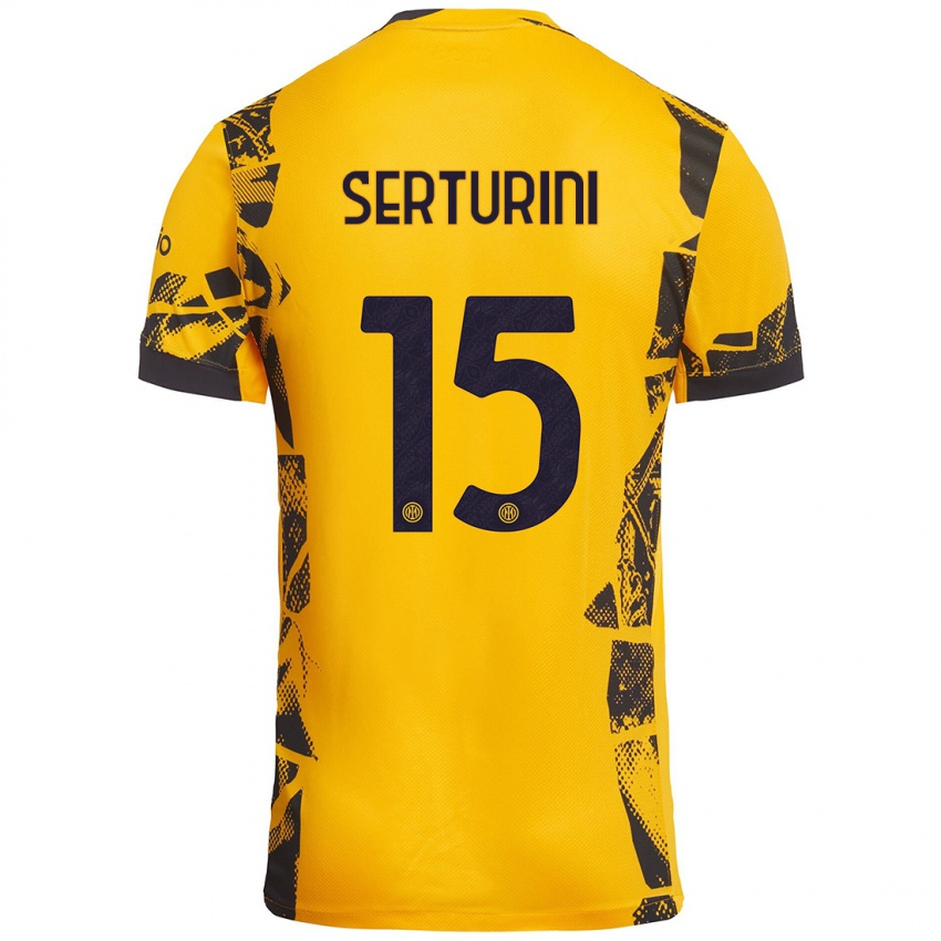 Kinder Annamaria Serturini #15 Gold Schwarz Ausweichtrikot Trikot 2024/25 T-Shirt