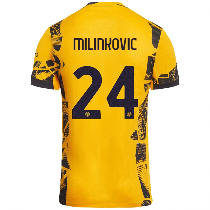 Kinder Marija Milinković #24 Gold Schwarz Ausweichtrikot Trikot 2024/25 T-Shirt