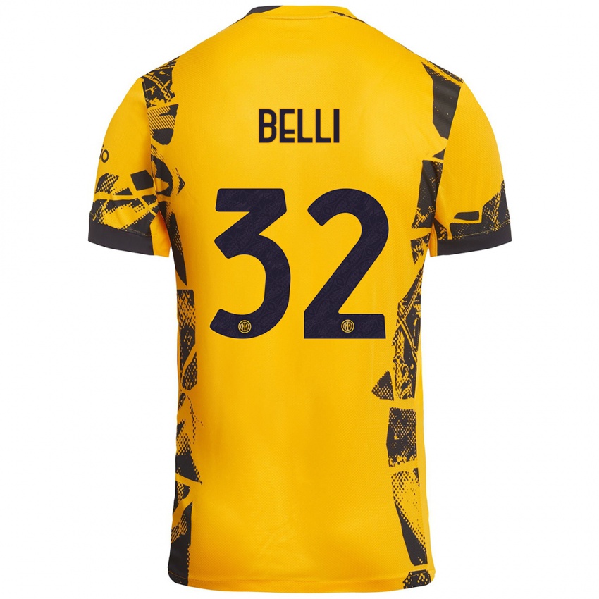 Kinder Elena Belli #32 Gold Schwarz Ausweichtrikot Trikot 2024/25 T-Shirt