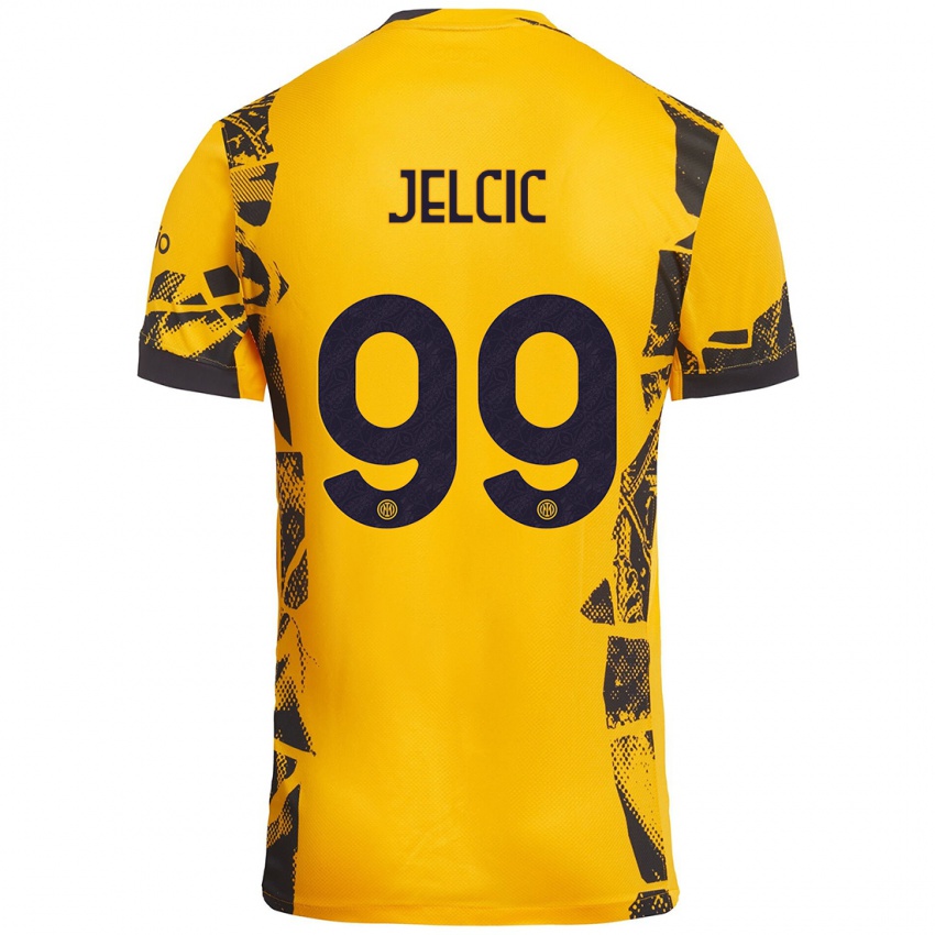 Kinder Maja Jelčić #99 Gold Schwarz Ausweichtrikot Trikot 2024/25 T-Shirt