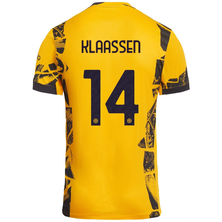 Kinder Davy Klaassen #14 Gold Schwarz Ausweichtrikot Trikot 2024/25 T-Shirt