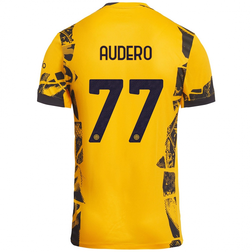 Kinder Emil Audero #77 Gold Schwarz Ausweichtrikot Trikot 2024/25 T-Shirt