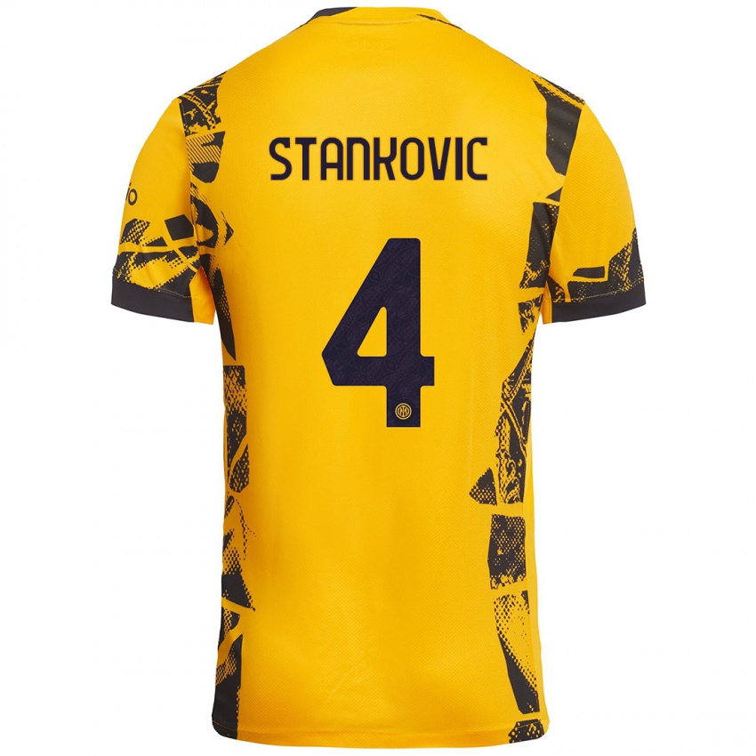 Kinder Aleksandar Stankovic #4 Gold Schwarz Ausweichtrikot Trikot 2024/25 T-Shirt