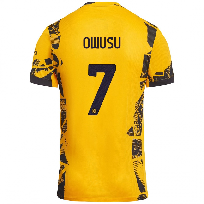 Kinder Enoch Owusu #7 Gold Schwarz Ausweichtrikot Trikot 2024/25 T-Shirt