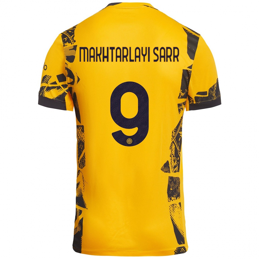 Kinder Amadou Makhtarlayi Sarr #9 Gold Schwarz Ausweichtrikot Trikot 2024/25 T-Shirt