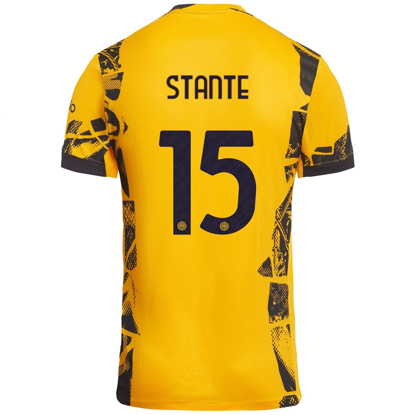 Kinder Francesco Stante #15 Gold Schwarz Ausweichtrikot Trikot 2024/25 T-Shirt