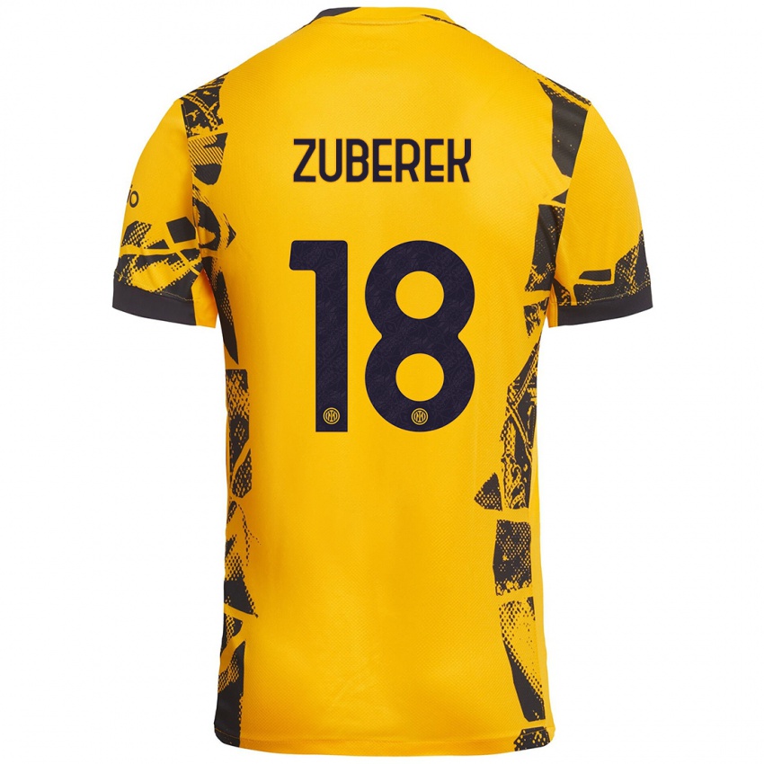 Kinder Jan Zuberek #18 Gold Schwarz Ausweichtrikot Trikot 2024/25 T-Shirt