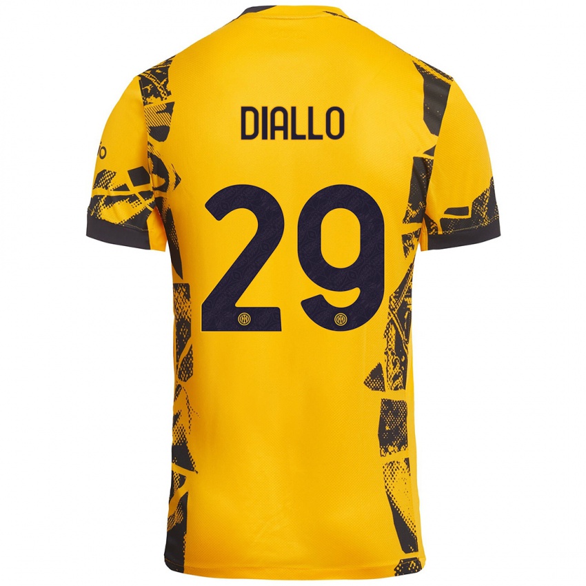 Kinder Oumar Diallo #29 Gold Schwarz Ausweichtrikot Trikot 2024/25 T-Shirt