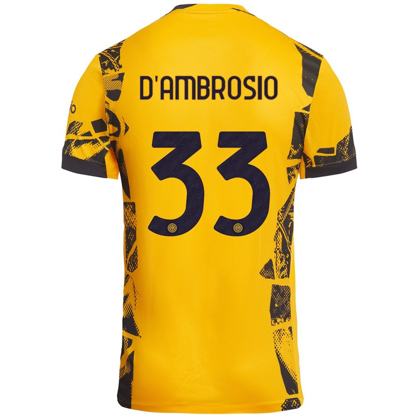 Kinder Danilo D'ambrosio #33 Gold Schwarz Ausweichtrikot Trikot 2024/25 T-Shirt