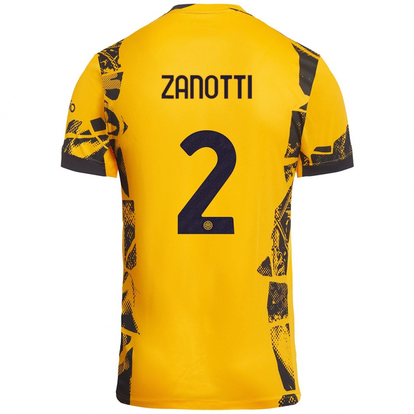 Kinder Mattia Zanotti #2 Gold Schwarz Ausweichtrikot Trikot 2024/25 T-Shirt