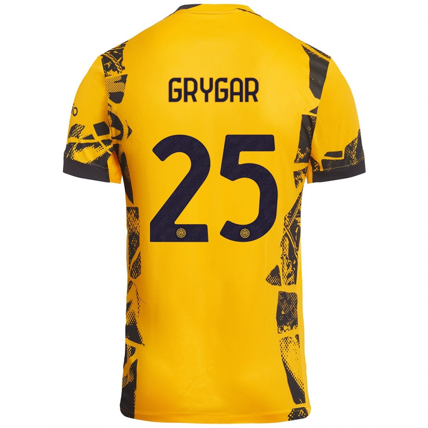 Kinder Samuel Grygar #25 Gold Schwarz Ausweichtrikot Trikot 2024/25 T-Shirt