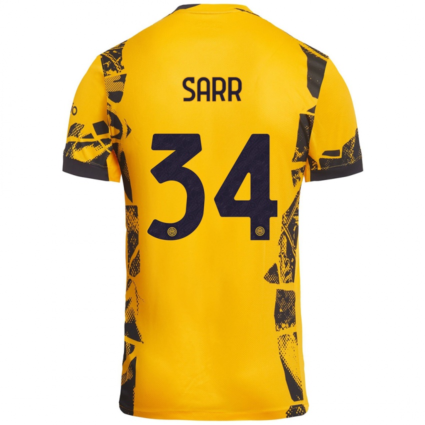 Kinder Amadou Sarr #34 Gold Schwarz Ausweichtrikot Trikot 2024/25 T-Shirt