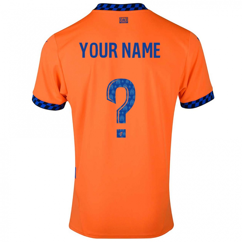 Kinder Ihren Namen #0 Orange Dunkelblau Ausweichtrikot Trikot 2024/25 T-Shirt