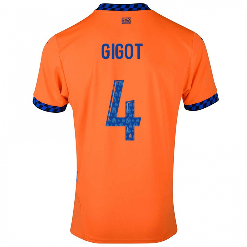 Kinder Samuel Gigot #4 Orange Dunkelblau Ausweichtrikot Trikot 2024/25 T-Shirt