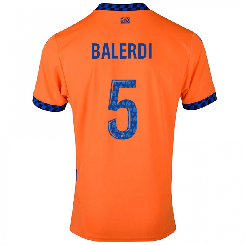 Kinder Leonardo Balerdi #5 Orange Dunkelblau Ausweichtrikot Trikot 2024/25 T-Shirt