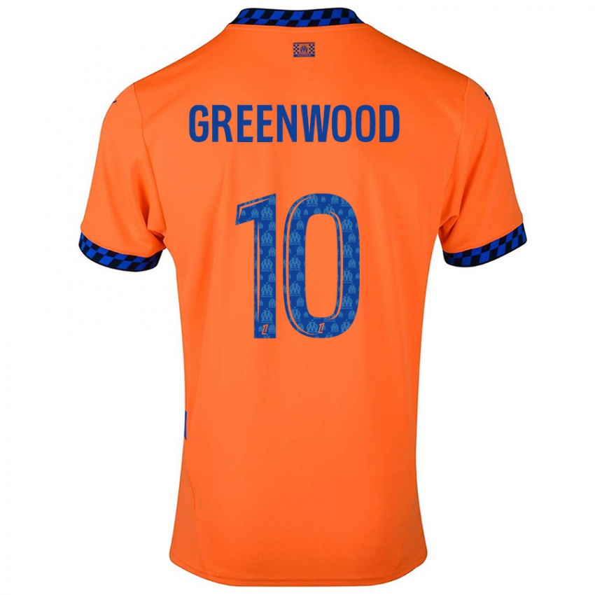 Kinder Mason Greenwood #10 Orange Dunkelblau Ausweichtrikot Trikot 2024/25 T-Shirt