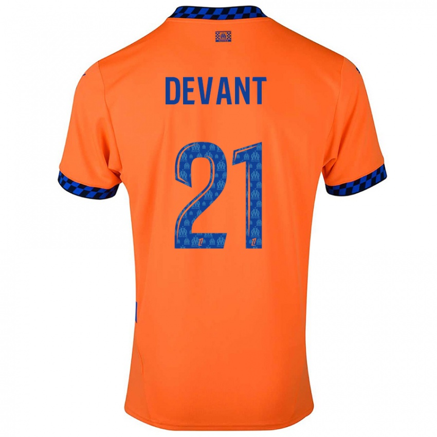 Kinder Caroline Devant #21 Orange Dunkelblau Ausweichtrikot Trikot 2024/25 T-Shirt