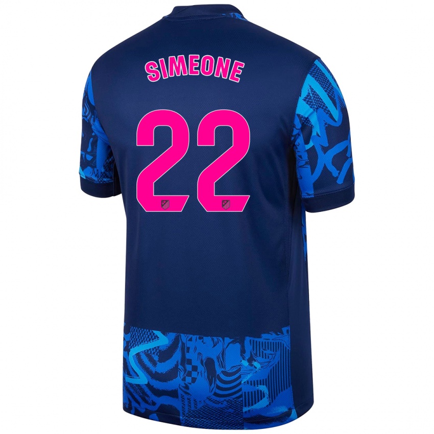 Kinder Giuliano Simeone #22 Königsblau Ausweichtrikot Trikot 2024/25 T-Shirt