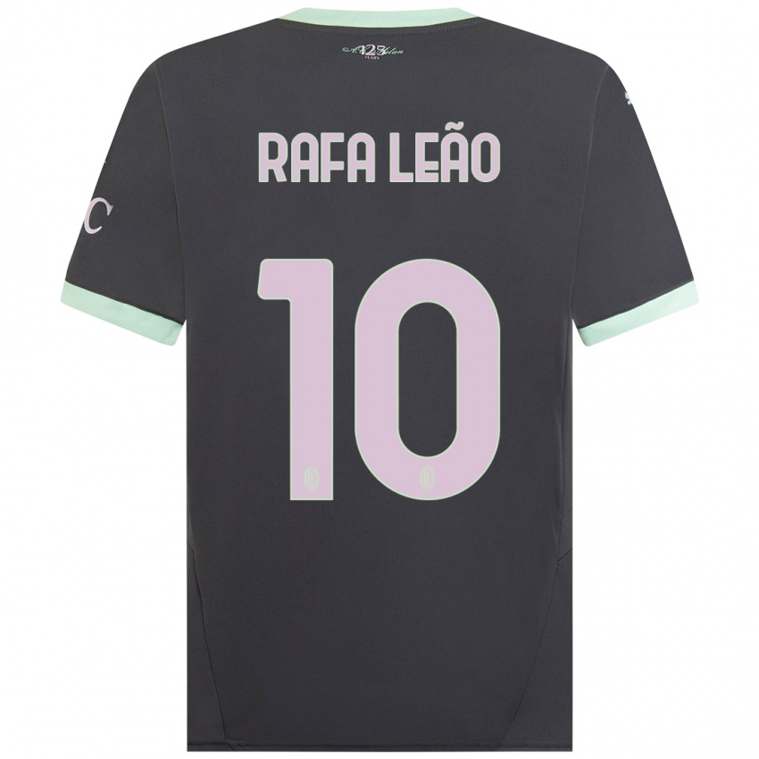 Kinder Rafael Leao #10 Grau Ausweichtrikot Trikot 2024/25 T-Shirt