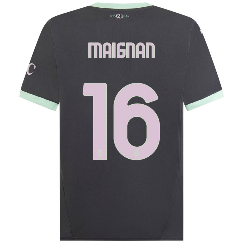 Kinder Mike Maignan #16 Grau Ausweichtrikot Trikot 2024/25 T-Shirt