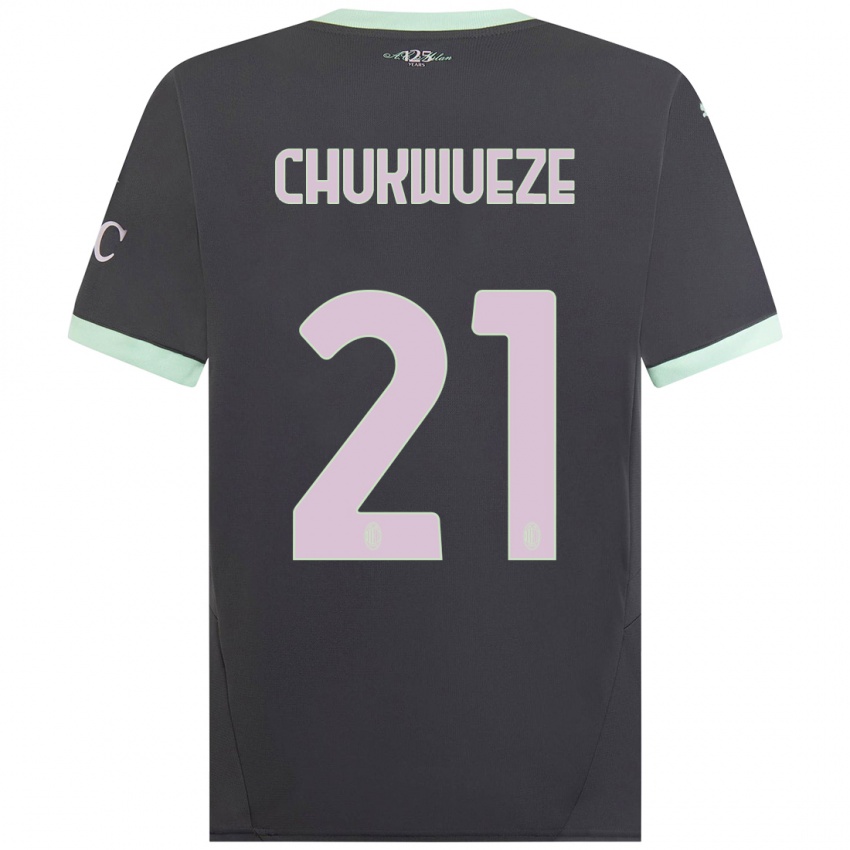 Kinder Samuel Chukwueze #21 Grau Ausweichtrikot Trikot 2024/25 T-Shirt