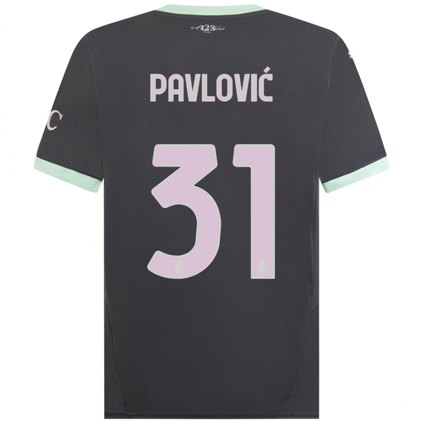 Kinder Strahinja Pavlović #31 Grau Ausweichtrikot Trikot 2024/25 T-Shirt