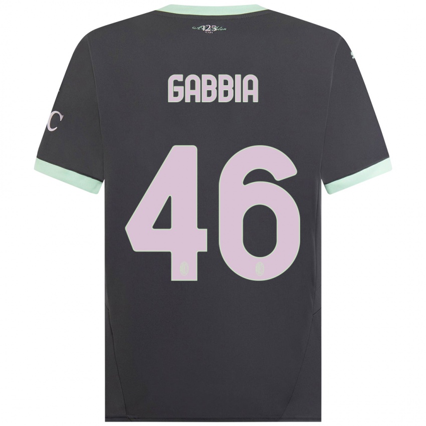 Kinder Matteo Gabbia #46 Grau Ausweichtrikot Trikot 2024/25 T-Shirt