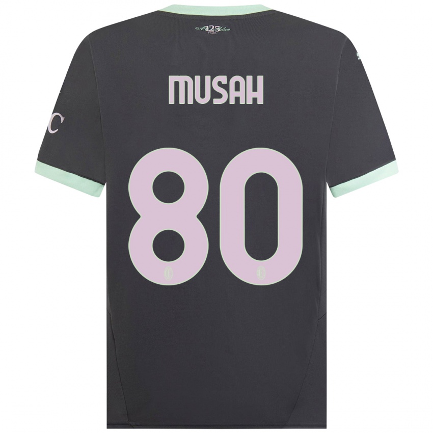 Kinder Yunus Musah #80 Grau Ausweichtrikot Trikot 2024/25 T-Shirt