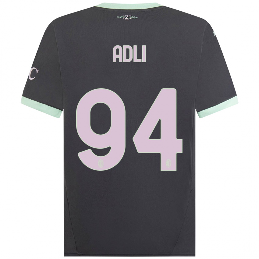 Kinder Yacine Adli #94 Grau Ausweichtrikot Trikot 2024/25 T-Shirt