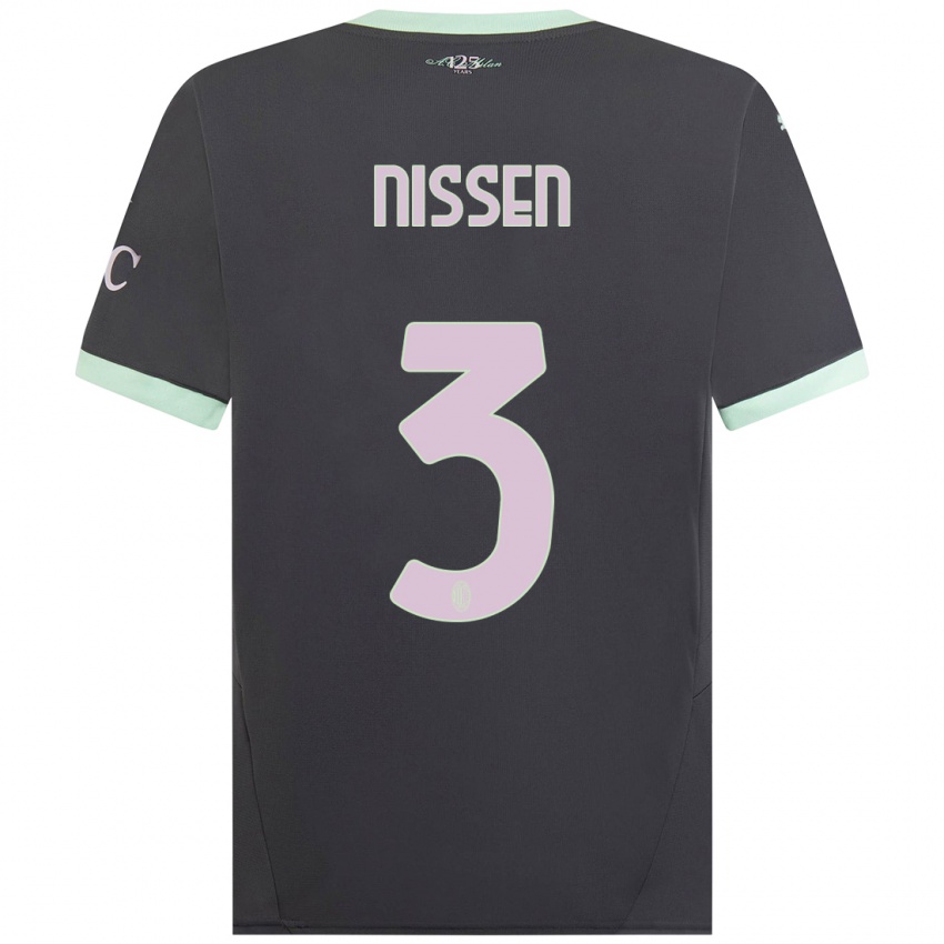 Kinder Fredrik Nissen #3 Grau Ausweichtrikot Trikot 2024/25 T-Shirt