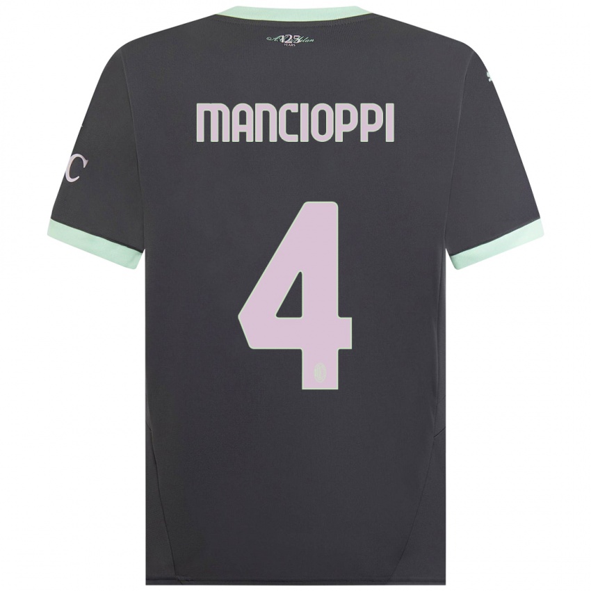 Kinder Tommaso Mancioppi #4 Grau Ausweichtrikot Trikot 2024/25 T-Shirt