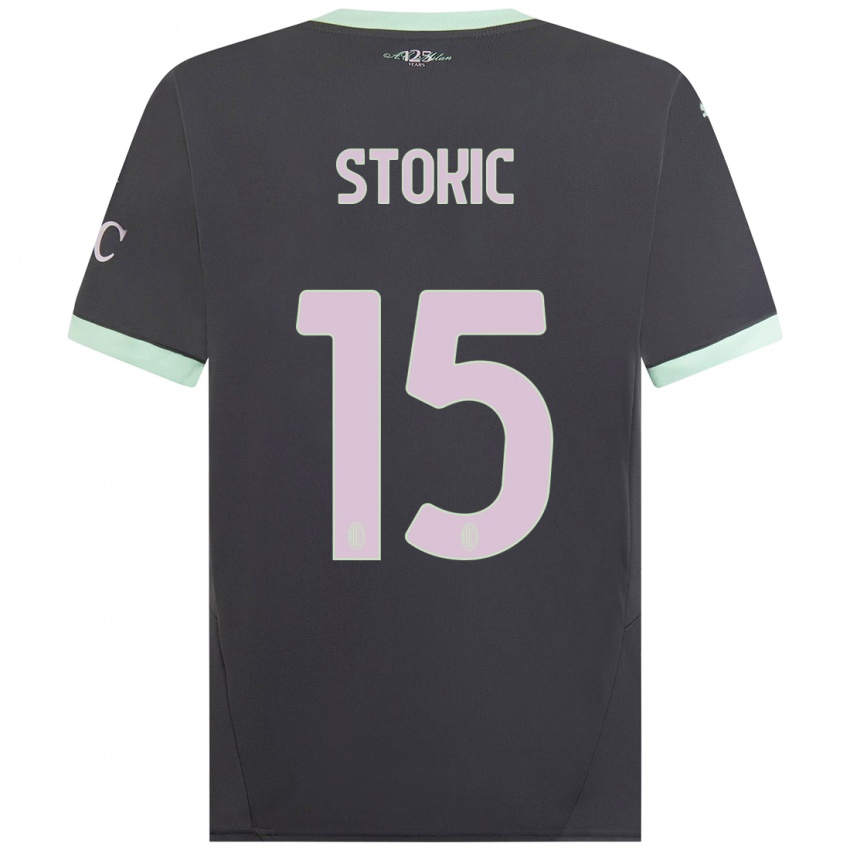 Kinder Sara Stokić #15 Grau Ausweichtrikot Trikot 2024/25 T-Shirt